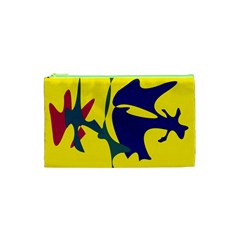 Yellow Amoeba Abstraction Cosmetic Bag (xs) by Valentinaart