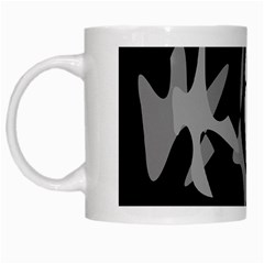 Black And White Amoeba Abstraction White Mugs by Valentinaart