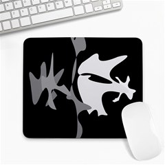 Black And White Amoeba Abstraction Large Mousepads by Valentinaart