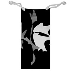 Black And White Amoeba Abstraction Jewelry Bags by Valentinaart