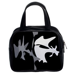 Black And White Amoeba Abstraction Classic Handbags (2 Sides) by Valentinaart