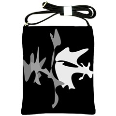 Black And White Amoeba Abstraction Shoulder Sling Bags by Valentinaart