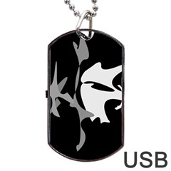 Black And White Amoeba Abstraction Dog Tag Usb Flash (one Side) by Valentinaart