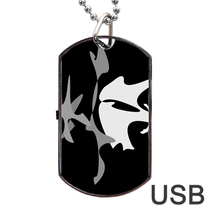 Black and white amoeba abstraction Dog Tag USB Flash (One Side)