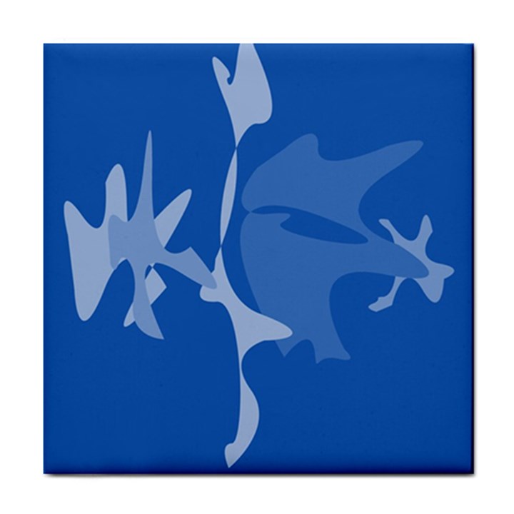 Blue amoeba abstraction Tile Coasters