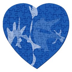 Blue Amoeba Abstraction Jigsaw Puzzle (heart) by Valentinaart