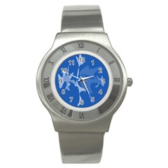 Blue Amoeba Abstraction Stainless Steel Watch by Valentinaart