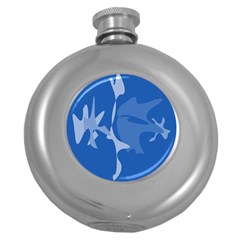 Blue Amoeba Abstraction Round Hip Flask (5 Oz) by Valentinaart