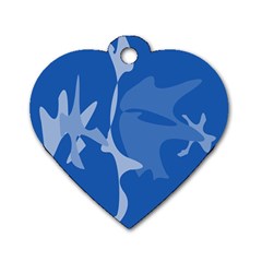 Blue Amoeba Abstraction Dog Tag Heart (two Sides) by Valentinaart