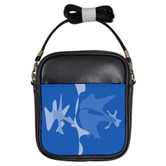 Blue Amoeba Abstraction Girls Sling Bags by Valentinaart