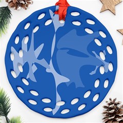 Blue Amoeba Abstraction Ornament (round Filigree)  by Valentinaart