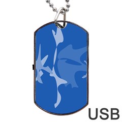 Blue Amoeba Abstraction Dog Tag Usb Flash (two Sides)  by Valentinaart