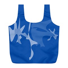 Blue Amoeba Abstraction Full Print Recycle Bags (l)  by Valentinaart