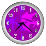 Purple, pink and magenta amoeba abstraction Wall Clocks (Silver)  Front