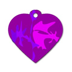 Purple, Pink And Magenta Amoeba Abstraction Dog Tag Heart (two Sides) by Valentinaart