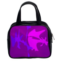 Purple, Pink And Magenta Amoeba Abstraction Classic Handbags (2 Sides) by Valentinaart