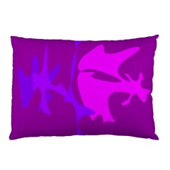 Purple, Pink And Magenta Amoeba Abstraction Pillow Case by Valentinaart