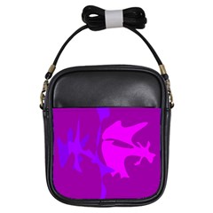 Purple, Pink And Magenta Amoeba Abstraction Girls Sling Bags by Valentinaart