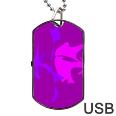 Purple, Pink And Magenta Amoeba Abstraction Dog Tag Usb Flash (one Side) by Valentinaart