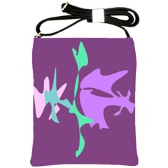 Purple Amoeba Abstraction Shoulder Sling Bags by Valentinaart