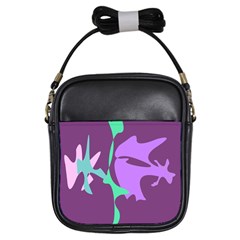 Purple Amoeba Abstraction Girls Sling Bags by Valentinaart