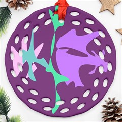 Purple Amoeba Abstraction Ornament (round Filigree)  by Valentinaart