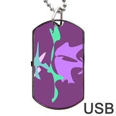 Purple Amoeba Abstraction Dog Tag Usb Flash (one Side) by Valentinaart