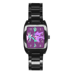 Purple Amoeba Abstraction Stainless Steel Barrel Watch by Valentinaart