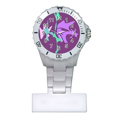 Purple Amoeba Abstraction Plastic Nurses Watch by Valentinaart