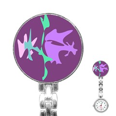 Purple Amoeba Abstraction Stainless Steel Nurses Watch by Valentinaart