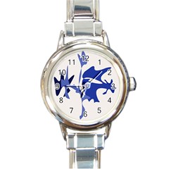 Blue Amoeba Abstract Round Italian Charm Watch by Valentinaart