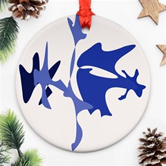 Blue Amoeba Abstract Ornament (round)  by Valentinaart