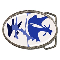 Blue Amoeba Abstract Belt Buckles by Valentinaart