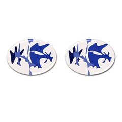 Blue Amoeba Abstract Cufflinks (oval) by Valentinaart