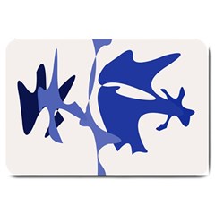 Blue Amoeba Abstract Large Doormat  by Valentinaart