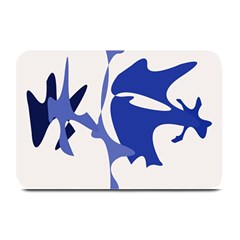 Blue Amoeba Abstract Plate Mats by Valentinaart