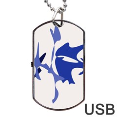 Blue Amoeba Abstract Dog Tag Usb Flash (one Side) by Valentinaart