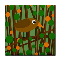 Brown Bird Tile Coasters by Valentinaart