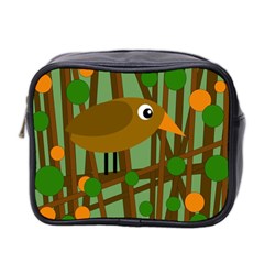 Brown Bird Mini Toiletries Bag 2-side by Valentinaart