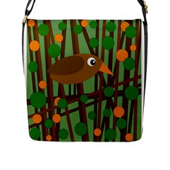 Brown Bird Flap Messenger Bag (l)  by Valentinaart