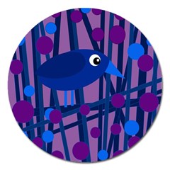 Purple Bird Magnet 5  (round) by Valentinaart