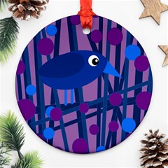 Purple Bird Round Ornament (two Sides)  by Valentinaart