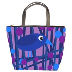 Purple Bird Bucket Bags by Valentinaart