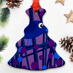 Purple Bird Christmas Tree Ornament (2 Sides) by Valentinaart