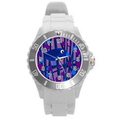 Purple Bird Round Plastic Sport Watch (l) by Valentinaart