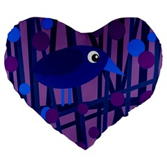 Purple Bird Large 19  Premium Heart Shape Cushions by Valentinaart