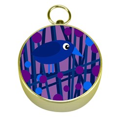 Purple Bird Gold Compasses by Valentinaart