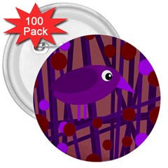 Sweet Purple Bird 3  Buttons (100 Pack)  by Valentinaart