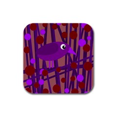 Sweet Purple Bird Rubber Square Coaster (4 Pack)  by Valentinaart