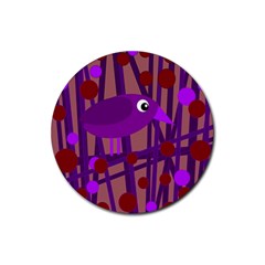 Sweet Purple Bird Rubber Coaster (round)  by Valentinaart